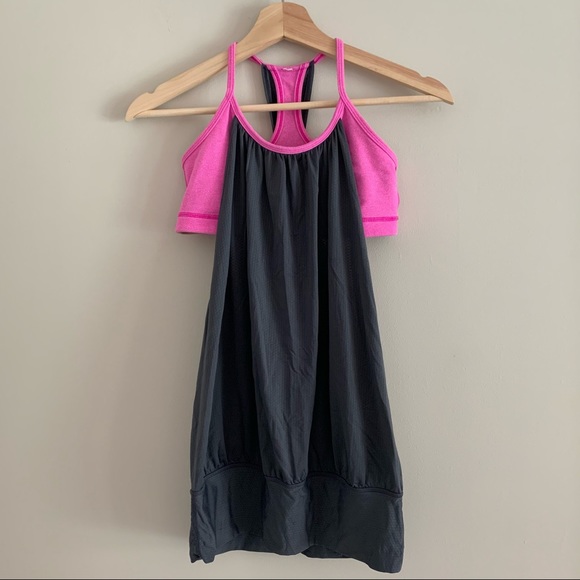 Lululemon gray & pink tank with built in bra 4